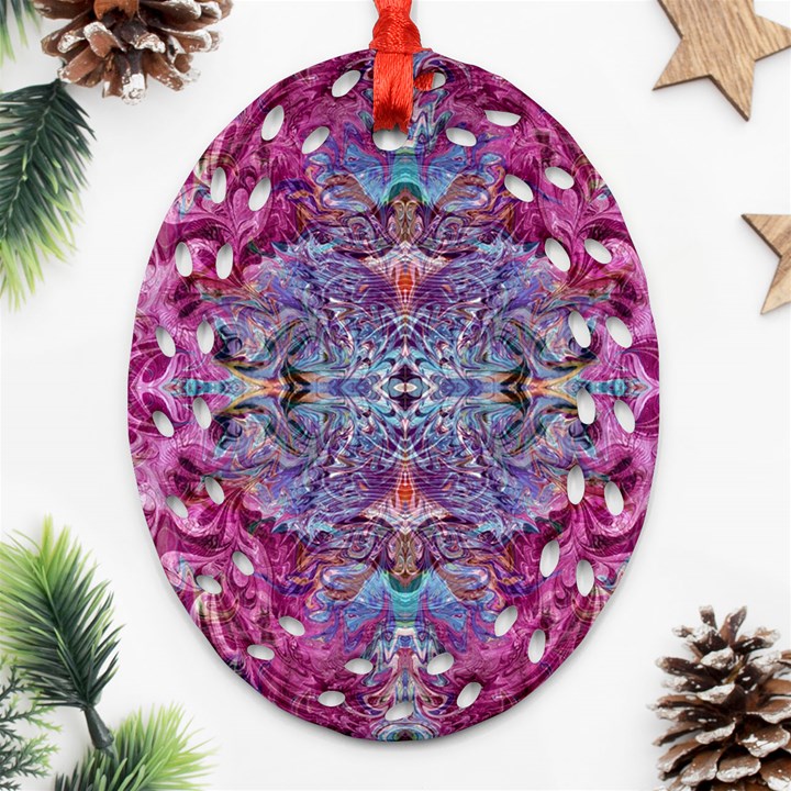 Fuchsia Blend June Oval Filigree Ornament (Two Sides)