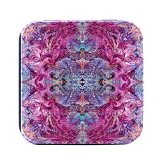 Fuchsia Blend June Square Metal Box (black) by kaleidomarblingart