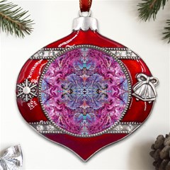 Fuchsia Blend June Metal Snowflake And Bell Red Ornament by kaleidomarblingart