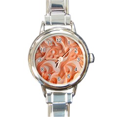 Peach Fuzz Elegant Print Abstract Design Round Italian Charm Watch