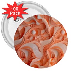 Peach Fuzz Elegant Print Abstract Design 3  Buttons (100 Pack)  by dflcprintsclothing