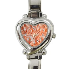 Peach Fuzz Elegant Print Abstract Design Heart Italian Charm Watch by dflcprintsclothing