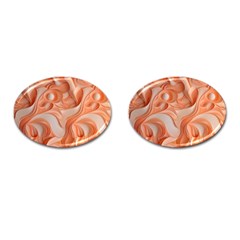 Peach Fuzz Elegant Print Abstract Design Cufflinks (oval) by dflcprintsclothing