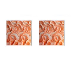 Peach Fuzz Elegant Print Abstract Design Cufflinks (square) by dflcprintsclothing