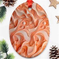 Peach Fuzz Elegant Print Abstract Design Oval Ornament (two Sides) by dflcprintsclothing