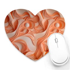 Peach Fuzz Elegant Print Abstract Design Heart Mousepad by dflcprintsclothing