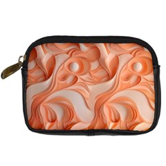 Peach Fuzz Elegant Print Abstract Design Digital Camera Leather Case by dflcprintsclothing