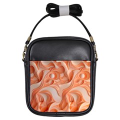 Peach Fuzz Elegant Print Abstract Design Girls Sling Bag by dflcprintsclothing