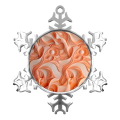 Peach Fuzz Elegant Print Abstract Design Metal Small Snowflake Ornament by dflcprintsclothing