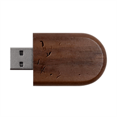 Peach Fuzz Elegant Print Abstract Design Wood Oval Usb Flash Drive by dflcprintsclothing