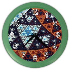 Fractal Triangle Geometric Abstract Pattern Color Wall Clock by Cemarart