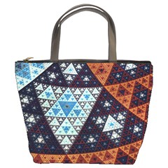 Fractal Triangle Geometric Abstract Pattern Bucket Bag by Cemarart