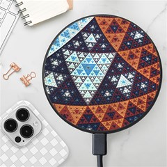 Fractal Triangle Geometric Abstract Pattern Wireless Fast Charger(black) by Cemarart