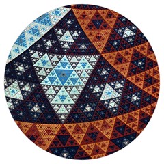 Fractal Triangle Geometric Abstract Pattern Round Trivet by Cemarart