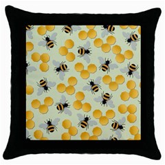 Bees Pattern Honey Bee Bug Honeycomb Honey Beehive Throw Pillow Case (black) by Bedest