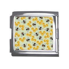 Bees Pattern Honey Bee Bug Honeycomb Honey Beehive Mega Link Italian Charm (18mm) by Bedest