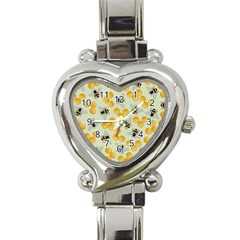 Bees Pattern Honey Bee Bug Honeycomb Honey Beehive Heart Italian Charm Watch by Bedest