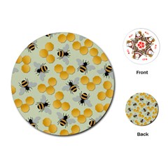 Bees Pattern Honey Bee Bug Honeycomb Honey Beehive Playing Cards Single Design (round)