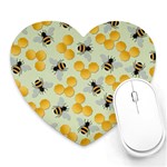 Bees Pattern Honey Bee Bug Honeycomb Honey Beehive Heart Mousepad Front