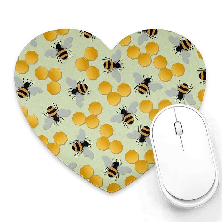 Bees Pattern Honey Bee Bug Honeycomb Honey Beehive Heart Mousepad