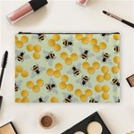 Bees Pattern Honey Bee Bug Honeycomb Honey Beehive Cosmetic Bag (Large) Front