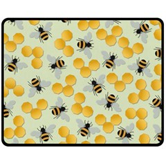 Bees Pattern Honey Bee Bug Honeycomb Honey Beehive Two Sides Fleece Blanket (medium) by Bedest