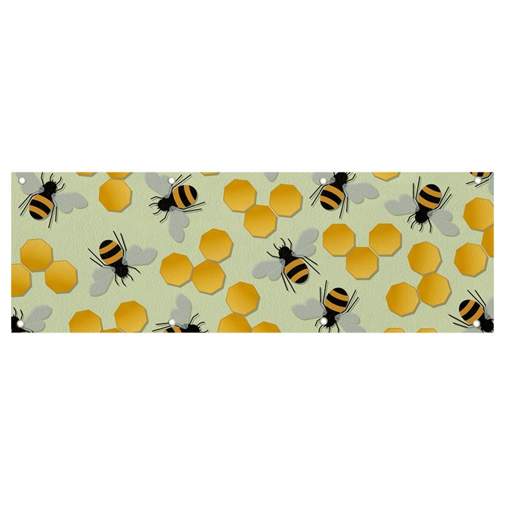 Bees Pattern Honey Bee Bug Honeycomb Honey Beehive Banner and Sign 9  x 3 