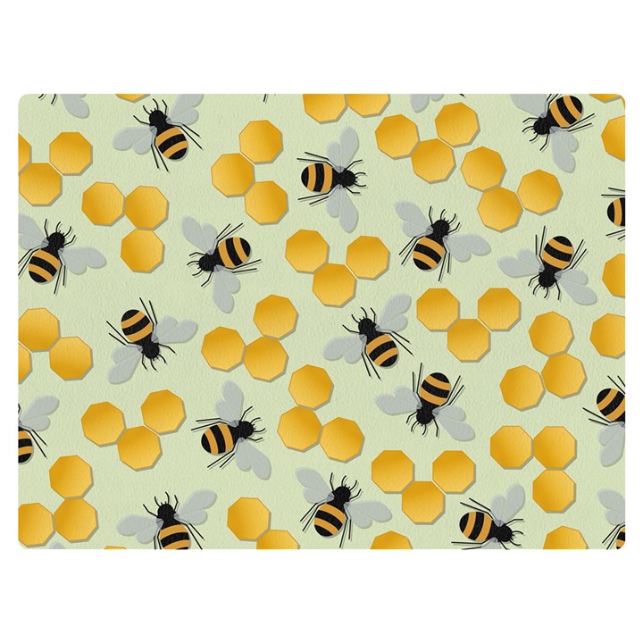 Bees Pattern Honey Bee Bug Honeycomb Honey Beehive Two Sides Premium Plush Fleece Blanket (Baby Size)