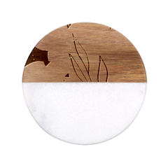 Abstract Boho Bohemian Style Retro Vintage Classic Marble Wood Coaster (round)  by Proyonanggan