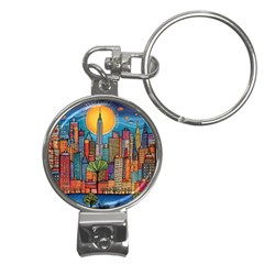 City New York Nyc Skyscraper Skyline Downtown Night Business Urban Travel Landmark Building Architec Nail Clippers Key Chain by Posterlux