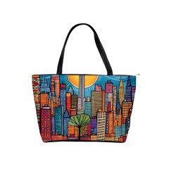 City New York Nyc Skyscraper Skyline Downtown Night Business Urban Travel Landmark Building Architec Classic Shoulder Handbag