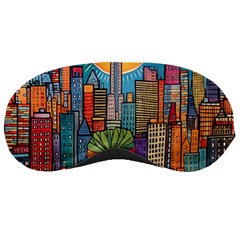 City New York Nyc Skyscraper Skyline Downtown Night Business Urban Travel Landmark Building Architec Sleep Mask