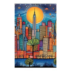 City New York Nyc Skyscraper Skyline Downtown Night Business Urban Travel Landmark Building Architec Shower Curtain 48  X 72  (small)  by Posterlux