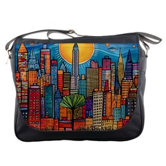 City New York Nyc Skyscraper Skyline Downtown Night Business Urban Travel Landmark Building Architec Messenger Bag