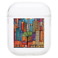 City New York Nyc Skyscraper Skyline Downtown Night Business Urban Travel Landmark Building Architec Soft Tpu Airpods 1/2 Case by Posterlux