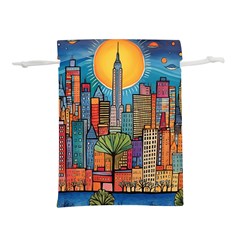 City New York Nyc Skyscraper Skyline Downtown Night Business Urban Travel Landmark Building Architec Lightweight Drawstring Pouch (s)