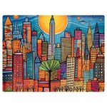 City New York Nyc Skyscraper Skyline Downtown Night Business Urban Travel Landmark Building Architec Premium Plush Fleece Blanket (Extra Small) 40 x30  Blanket Front