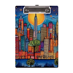 City New York Nyc Skyscraper Skyline Downtown Night Business Urban Travel Landmark Building Architec A5 Acrylic Clipboard by Posterlux