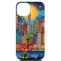 City New York Nyc Skyscraper Skyline Downtown Night Business Urban Travel Landmark Building Architec Iphone 14 Black Uv Print Case by Posterlux