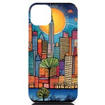 City New York Nyc Skyscraper Skyline Downtown Night Business Urban Travel Landmark Building Architec iPhone 14 Plus Black UV Print Case Front