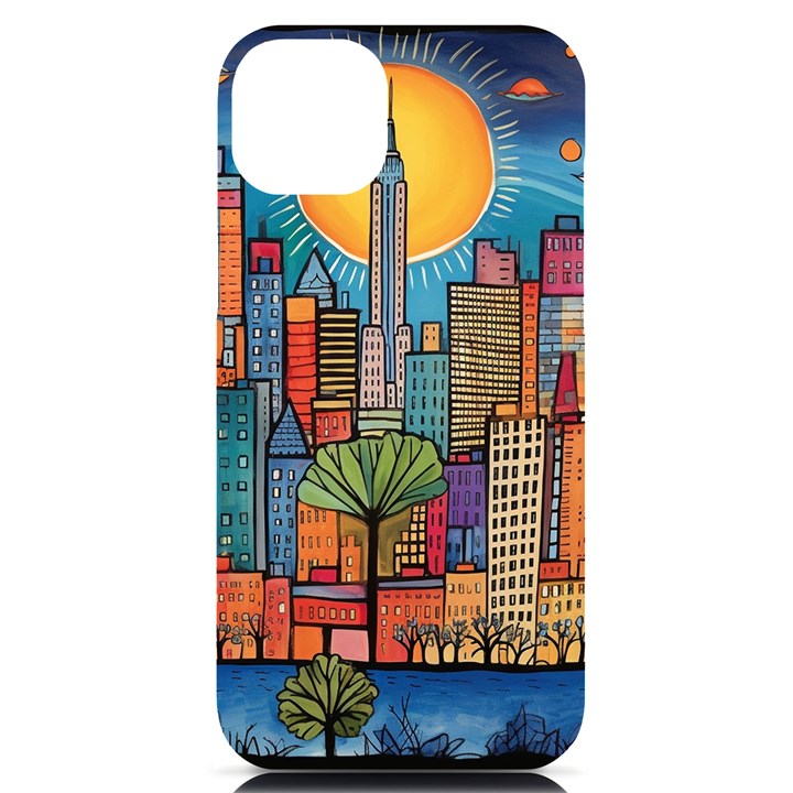 City New York Nyc Skyscraper Skyline Downtown Night Business Urban Travel Landmark Building Architec iPhone 14 Plus Black UV Print Case