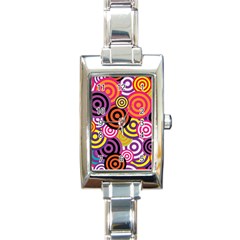 Abstract Circles Background Retro Rectangle Italian Charm Watch by Ravend