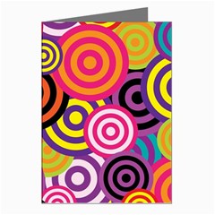 Abstract Circles Background Retro Greeting Cards (pkg Of 8)