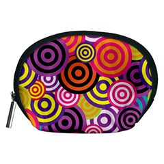 Abstract Circles Background Retro Accessory Pouch (medium) by Ravend