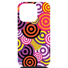 Abstract Circles Background Retro Iphone 14 Pro Black Uv Print Case by Ravend