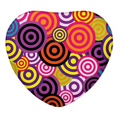 Abstract Circles Background Retro Heart Glass Fridge Magnet (4 Pack) by Ravend