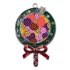 Abstract Circles Background Retro Metal X mas Lollipop With Crystal Ornament by Ravend