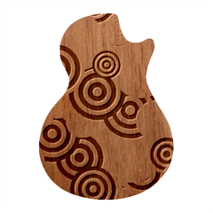 Abstract Circles Background Retro Guitar Shape Wood Guitar Pick Holder Case And Picks Set by Ravend