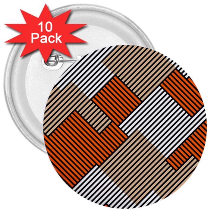 Abstract Pattern Line Art Design Decoration 3  Buttons (10 pack) 