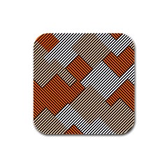 Abstract Pattern Line Art Design Decoration Rubber Square Coaster (4 Pack) by Ravend